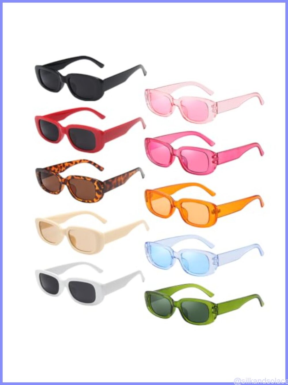 10 Pack Retro Narrow Rectangle Sunglasses for Women Men 90s Y2K Party Glasses